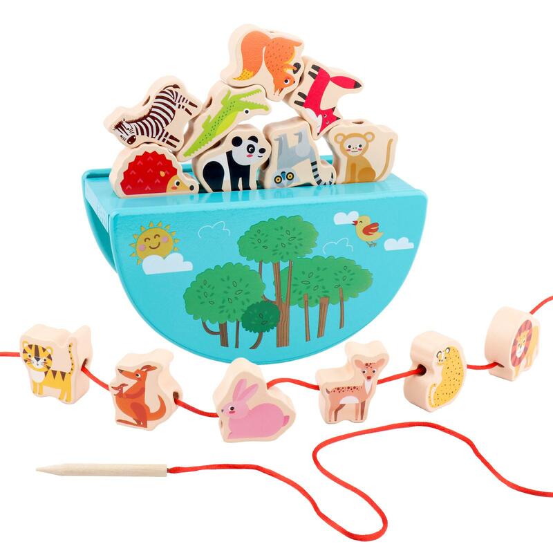 Décennie s d'animaux en bois pour enfants d'âge alth, jouets de perles de laçage, enfants de 3 à 6 ans, tout-petits, filles, garçons