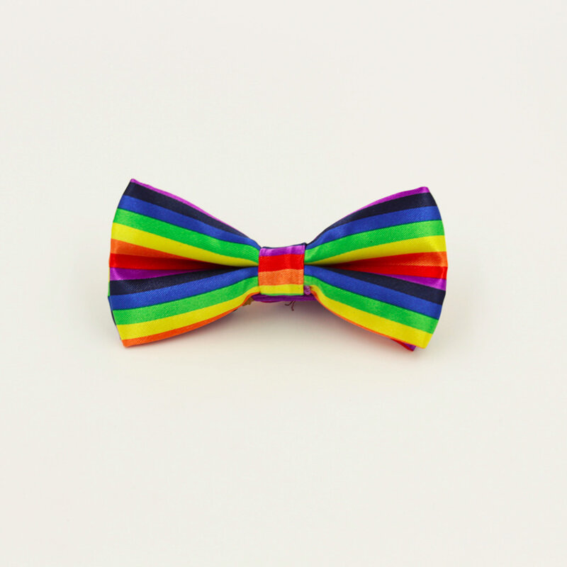 Pajarita LGBT para hombre y mujer, corbata de rayón y poliéster a rayas de arcoíris, ideal para fiesta de boda y ocio