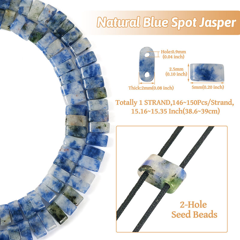 Piedras preciosas naturales/sintéticas, cuentas de semillas de 2 agujeros, 1 hebra, eslabones ovalados de múltiples hebras, turquesa, Japser, fabricación de joyas, 5x2,5 ~ 3x2 ~ 2,5mm