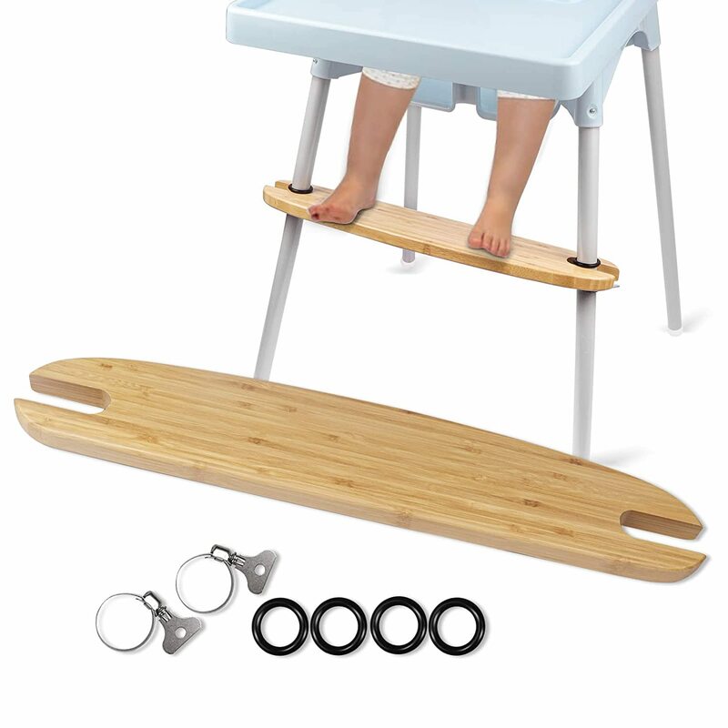Fotelik dla dziecka podnóżek krzesło do jadalni podnóżek z antypoślizgowym wysokim krzesłem tablica bambusowa bambusowym drewnianym pedałem niezawodny akcesoria krzesła
