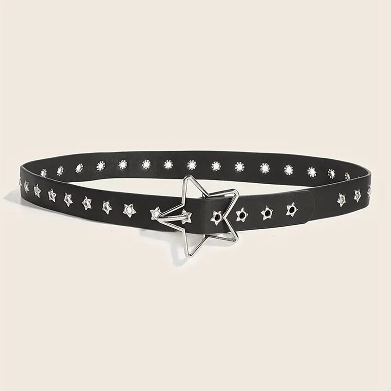 Star Eye Rivet Belt Goth Style Man/Woman Fashion Casual Punk Style Pu Leather Waistband For Jeans Decor Accessories Y2K Belt