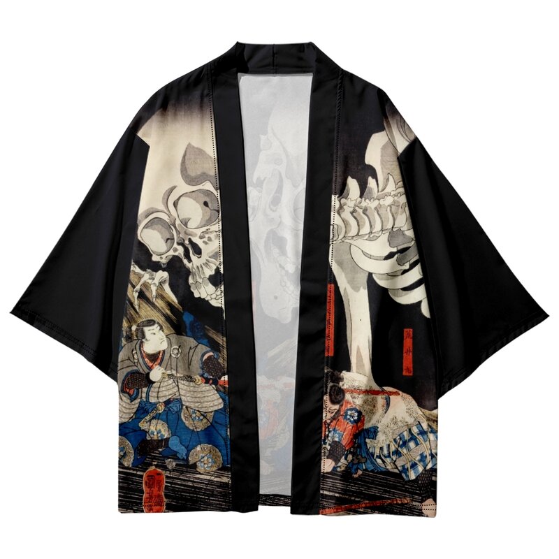 Streetwear de quimono japonês com estampa Ukiyo-e para homens e mulheres, cardigã Harajuku, Yukata tradicional, Plus Size, Harajuku, 5XL, 6XL