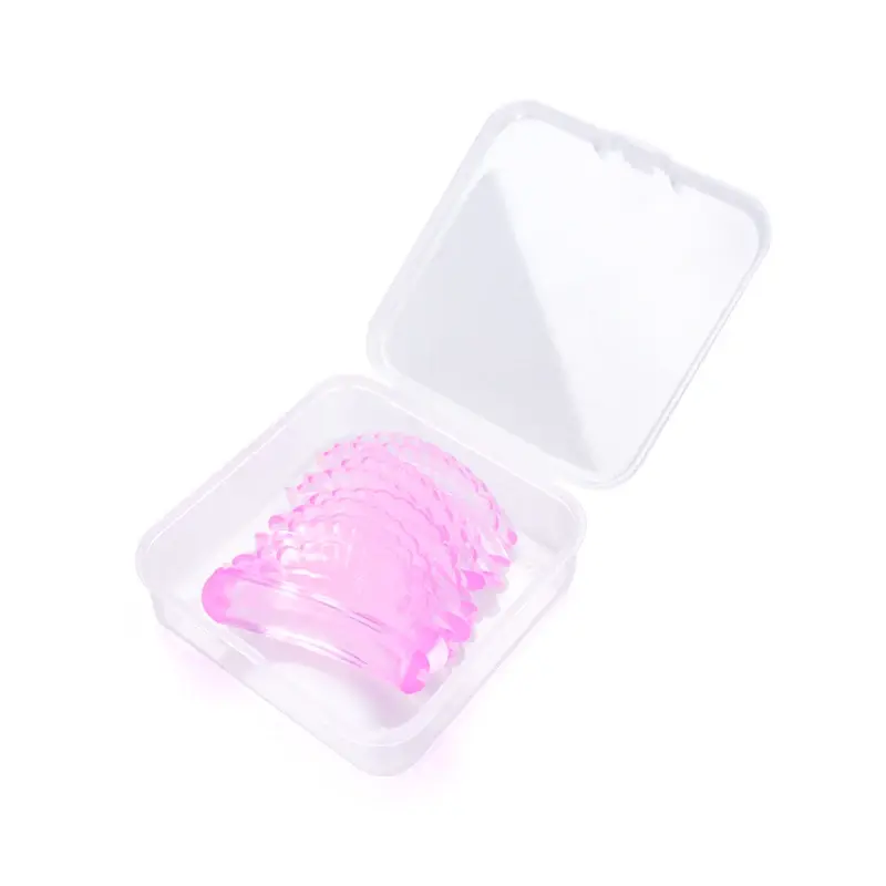 Bantalan silikon bulu mata bentuk cangkang merah muda 5 pasang, untuk mencangkok bulu mata palsu ekstensi bulu mata, alat pengeriting permanen pengangkat bulu mata