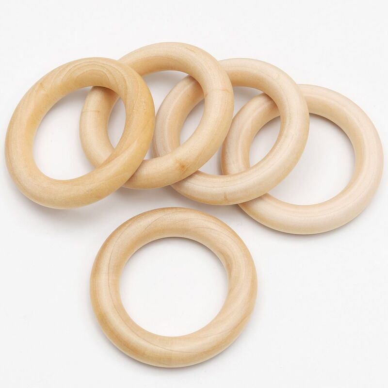 15mm-70mm Natural Wood Baby Teething Beads Wooden Teether Ring Children Kids DIY Wooden Necklace Bracelet Making Crafts