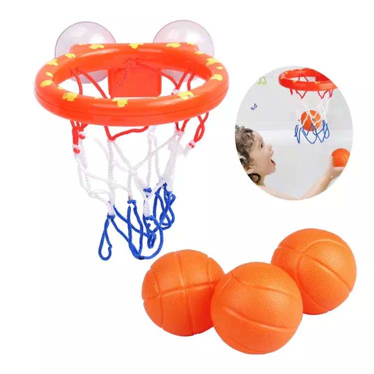 Set Bermain Air Bak Mandi Keranjang Menembak Mini Anak-anak Bayi Papan Basket dengan 3 Bola Mandi Lucu Mainan Menyenangkan untuk Balita