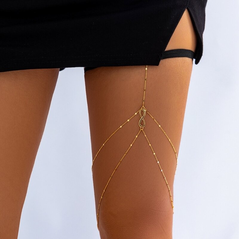 Unikalny prosty łańcuszek na nogę elastyczny łańcuszek na udzie dla kobiet biżuteria na bal letni