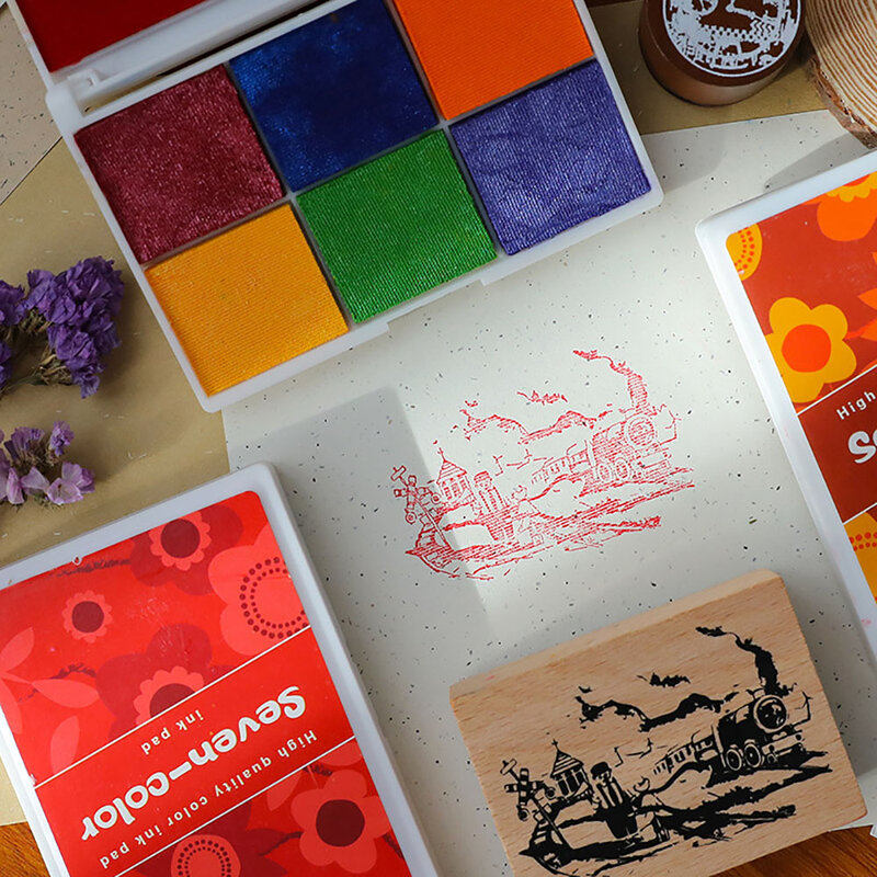 Colorido Inkpad Ink Stamp Pad Set, Cartoon Craft, impressão digital, Scrapbooking Acessórios, DIY, Trabalho Engraçado, 8 Estilos