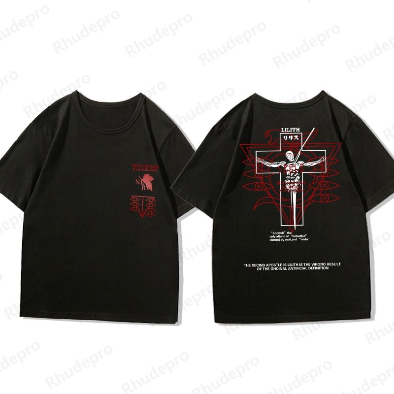 2024 nowa-wieczna Evangelion podpisana wspólnie z oversizowym t-shirtem z krótkim rękawem męska Eva pierwsza mobilna odzież rozproszona Trend Oversize