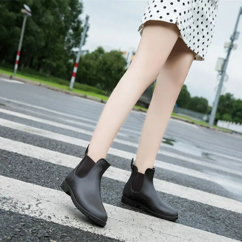 Chimy-Bottes de pluie en caoutchouc imperméables pour femmes, chaussures de jardin concis, bottes de pluie non lumineuses pour femmes, chaussures de pêche, 2023