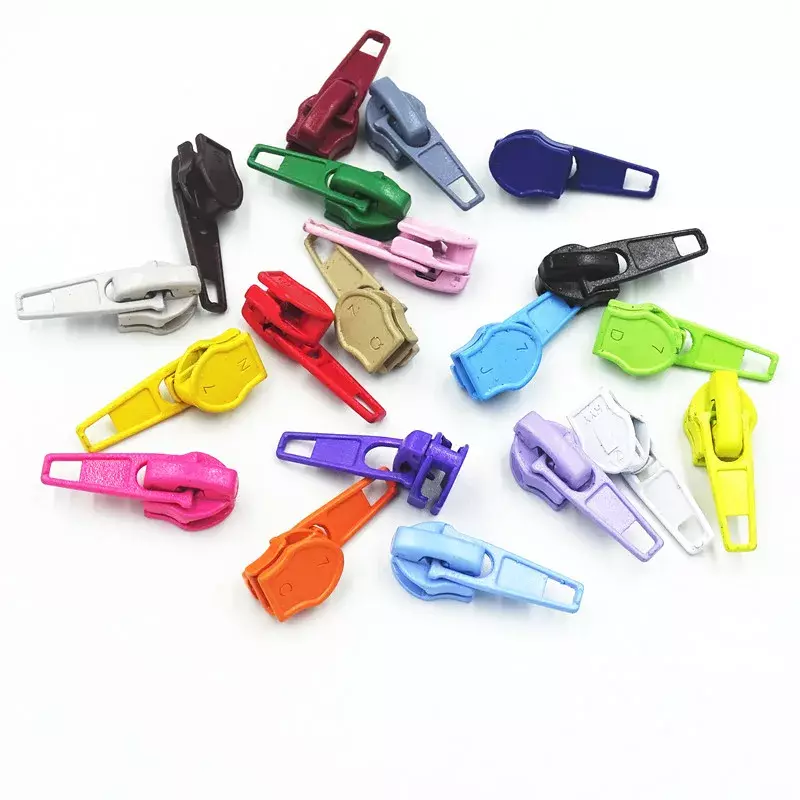 10-100Pcs 3#/5# Nylon Coil Auto Lock Zipper Puller DIY Sewing Tool Zipper Slider 20 Colors