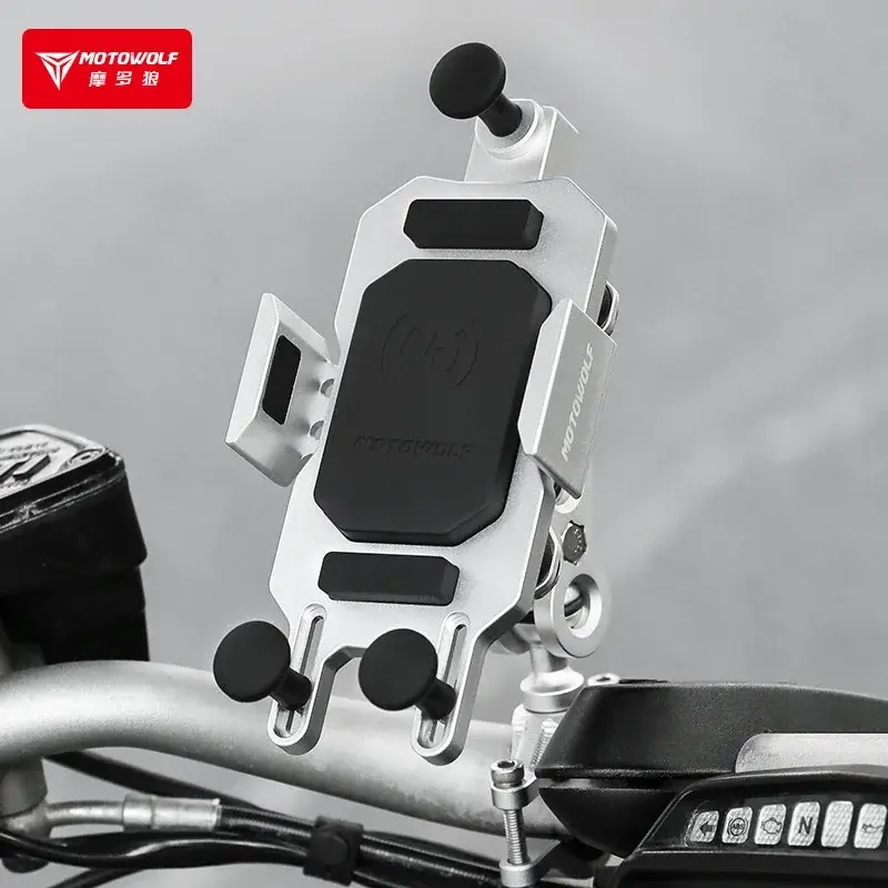 Braket navigasi ponsel berkendara sepeda motor, braket dukungan ponsel cepat mengisi daya nirkabel