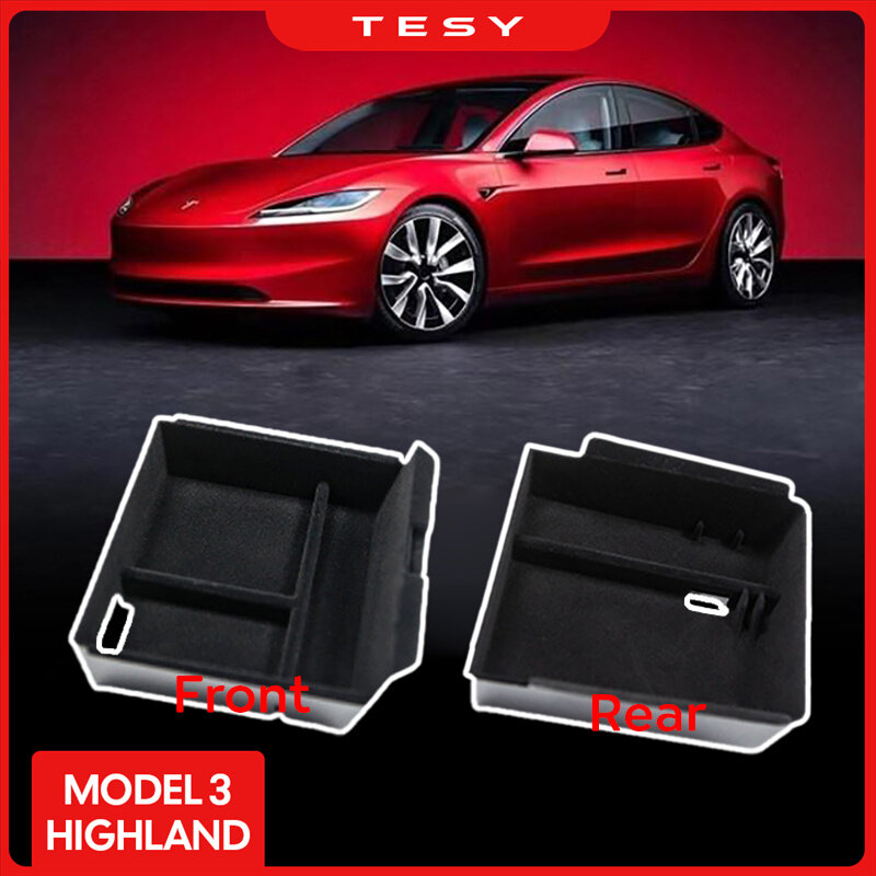 Dla Tesla Model 3 góralski 2024 podłokietnik konsoli Organizer do przechowywania wnętrza pudełko typu Organizer do przechowywania wnętrza