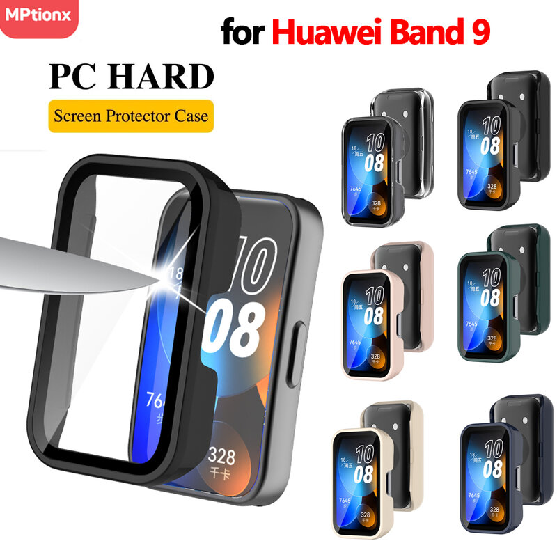 Coque de protection en verre anti-rayure pour Huawei Band 9, étui protecteur d'écran avec film pare-chocs, accessoires pour téléphone portable