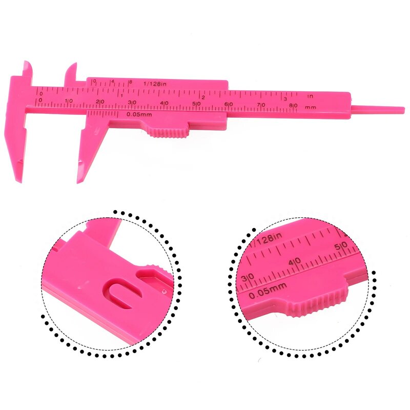 Kaliper penggaris pertukangan 0-80mm, alat berguna ringan alat ukur Pink/merah mawar Vernier geser