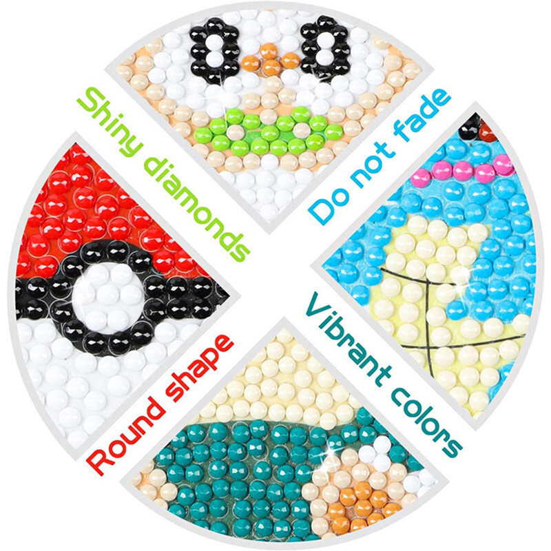 Kit de peinture diamant de dessin animé Pokémon, autocollants faits à la main bricolage, autocollants de réfrigérateur, Sicilax, Pikachu, Charizard, cadeau de décoration de passe-temps