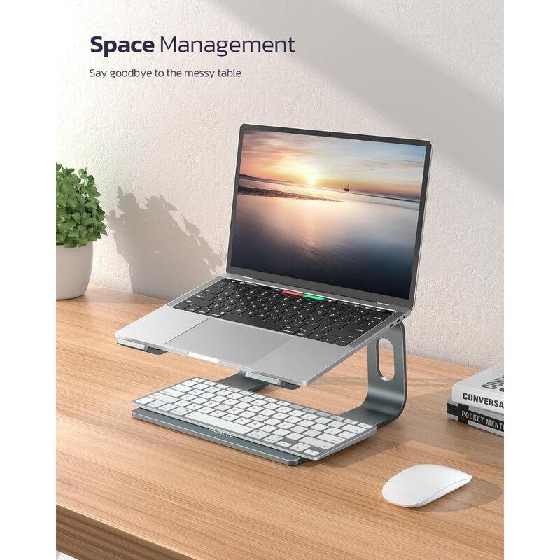 Stojak na laptopa Nulaxy, zdejmowany, ergonomiczny uchwyt na laptopa, stojak na komputer na biurko, aluminiowy stojak na laptopa, kompatybilny z podstawką do notebooka