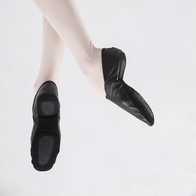 Zapatos de gimnasio profesionales para hombre y mujer, calzado de cuero genuino, color negro, suela blanda