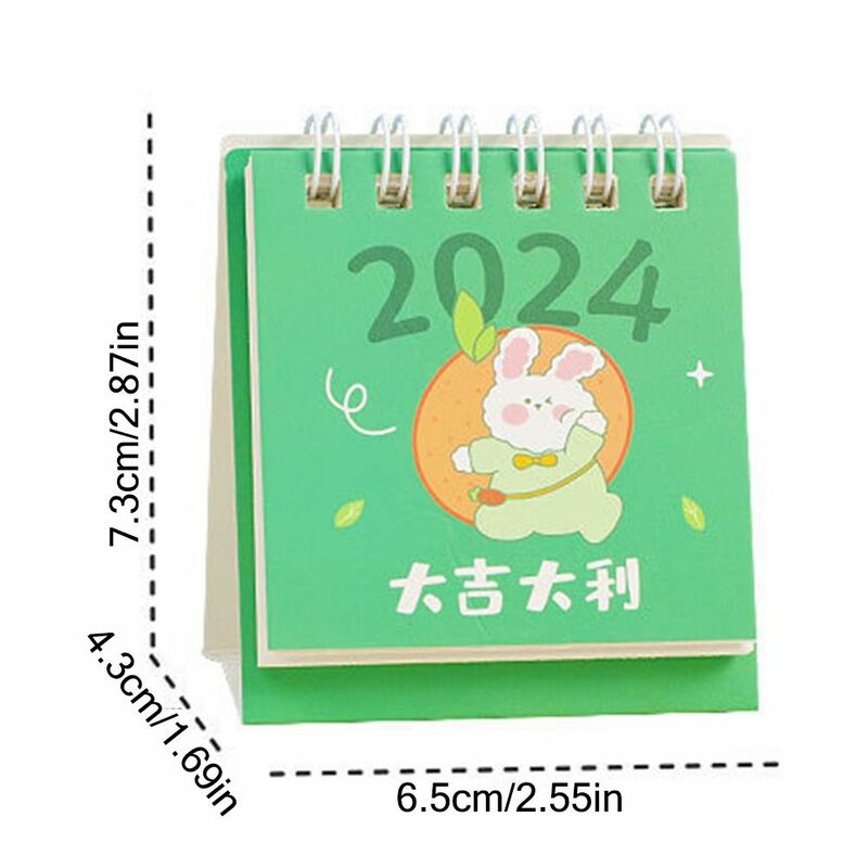 July 2023- December 2024 Desktop Paper Calendar Paper Rabbit Pattern Daily Yearly Agenda Writable Mini Schedule Planner Office