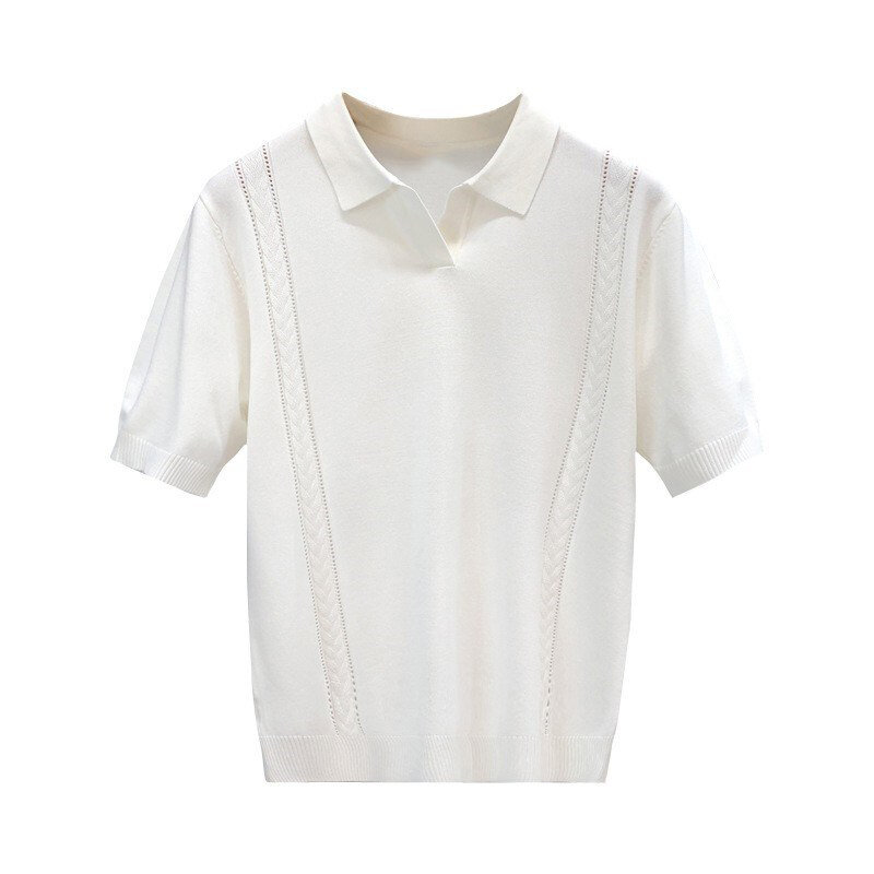 Polo de punto transpirable para hombre, camisetas informales sencillas de Color sólido, a la moda, con solapa ajustada y botones, 2024