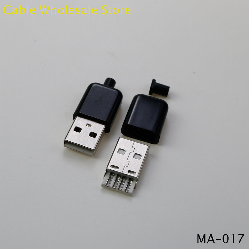 1 pieza/Los DIY USB 2,0 A adaptador de montaje de enchufe carcasa de plástico Jack conexión de enchufe trasero Terminal negro