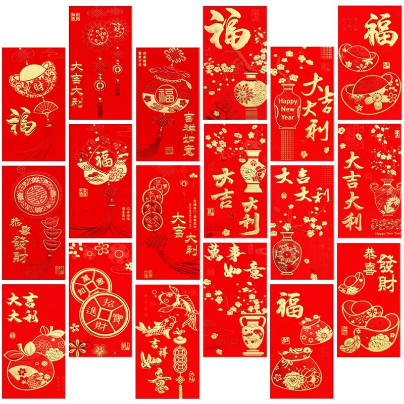 ปีใหม่สีแดงปีมังกรกระต่ายสีแดงซองแดง Hongbao สำหรับปีใหม่เทศกาลฤดูใบไม้ผลิของขวัญวันเกิดแต่งงานกับของขวัญสีแดง