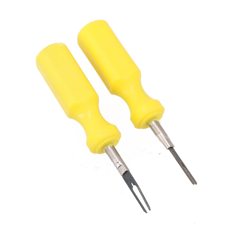 Herramienta de extracción de terminales de coche, Kit de crimpado de pasador de conector de crimpado, 2 piezas, acero inoxidable, amarillo, alta calidad