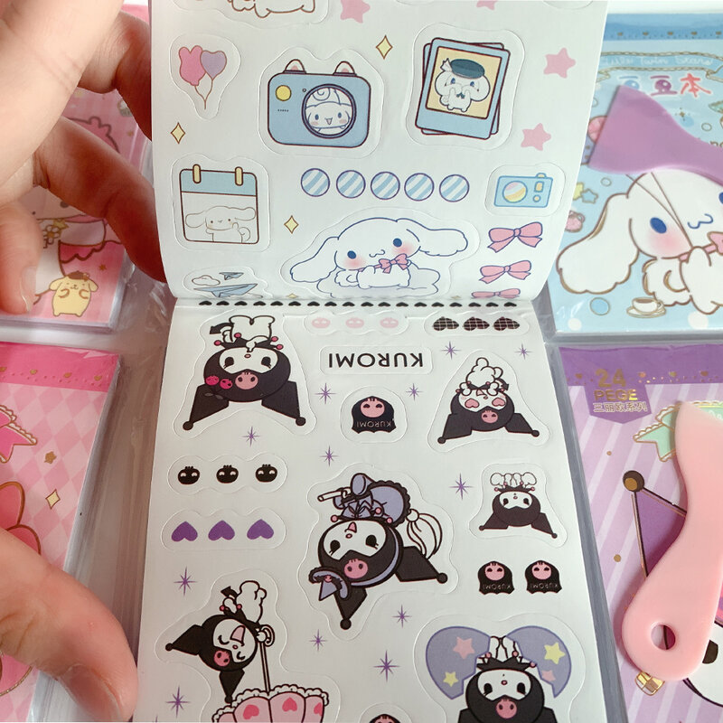 Cute Cartoon Stickers Book Kulome Melody Kuromi Laptop Suitcase Phone Diary Hand Account Decoration Sticker for Kids Toys