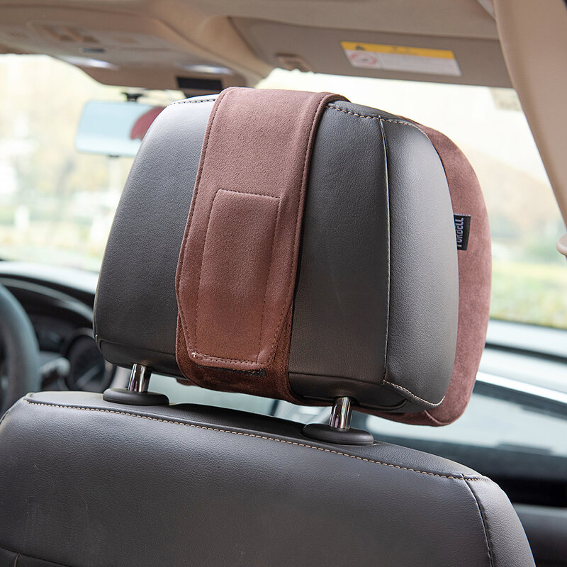 Cojín de apoyo para cuello en asiento de coche Forbell con tela de gamuza y almohada de espuma viscoelástica para reposacabezas