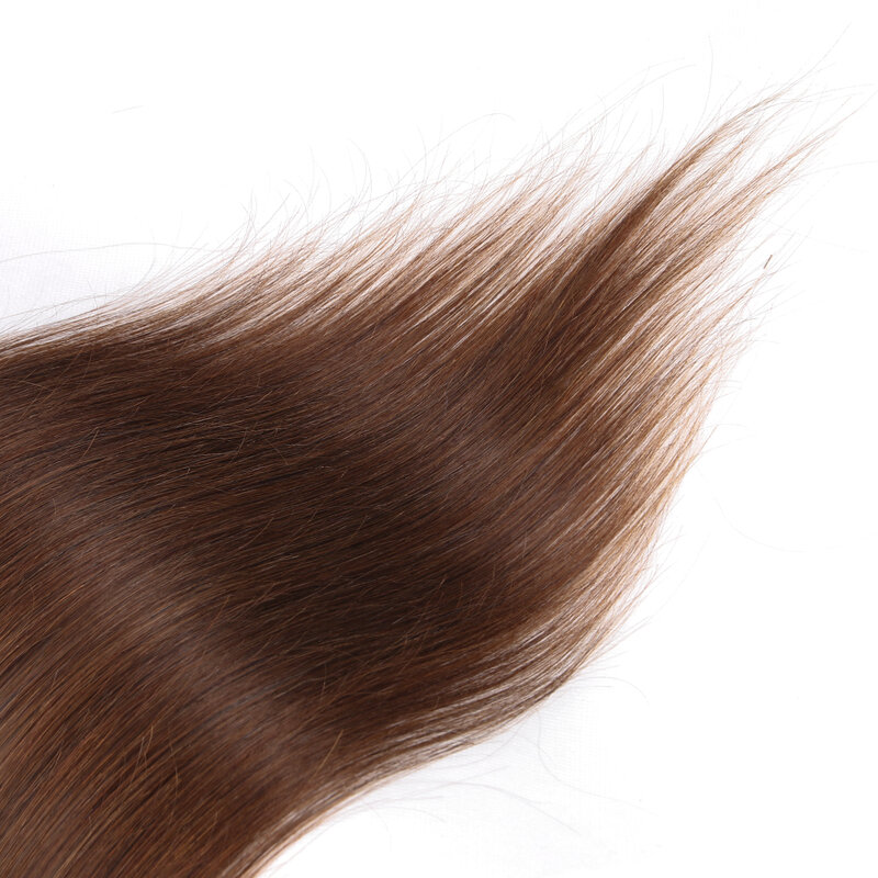 Brązowe włosy doczepiane Clip In 100% pasma z ludzkich włosów do wpinania brazylijskie doczepy z włosów typu Remy dla kobiet przypinane do włosów od 12 do 18 Cal #4