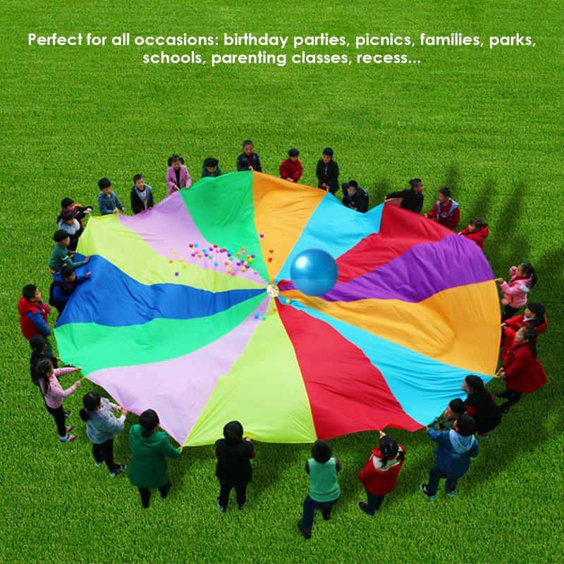 Популярный диаметр 2 м, 3 м, радужная фотовспышка, детский спортивный открытый зонт для развития, парашютный игрушечный коврик для прыжков