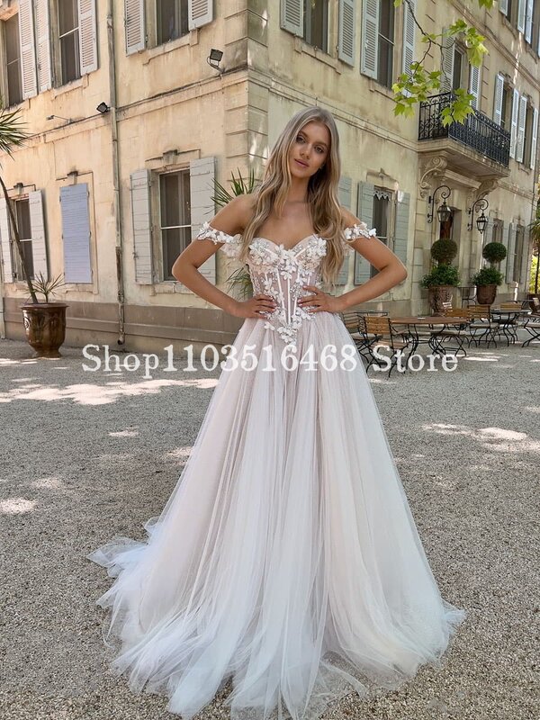 White Bohemian Wedding Dress 2024 Elegant Halter Applique A-line Embroidered Veil Bridal Gowns Vestidos De Noche