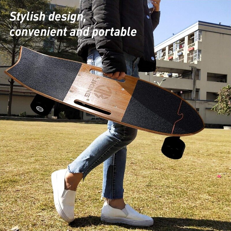 Jking Electric Skateboard Longboard with Remote Control Skateboard,700W Hub-Motor,16.7 MPH Top Speed,8.2 Miles Range