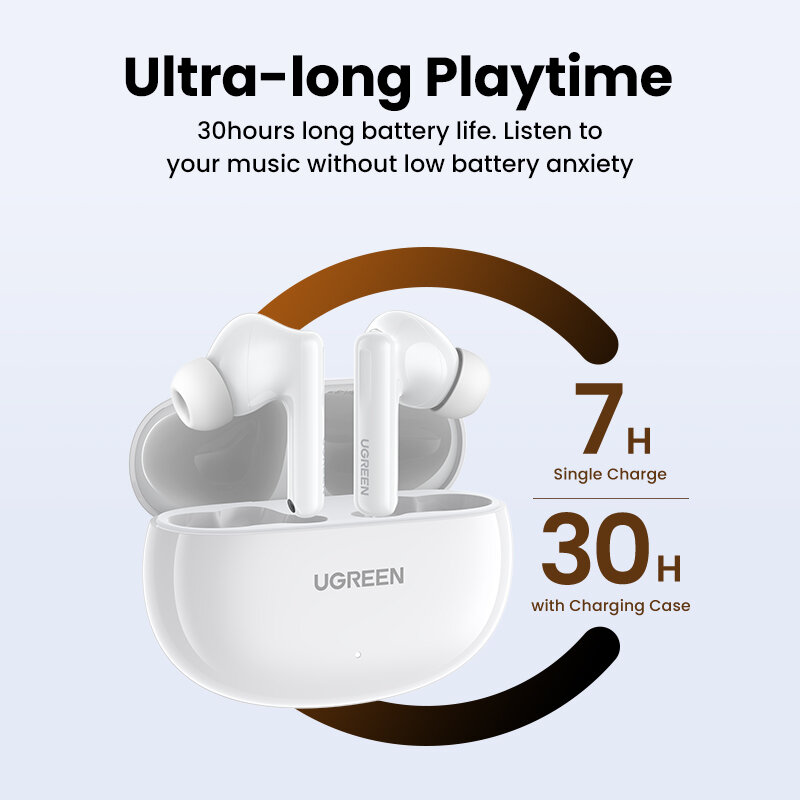 UGREEN HiTune T6 ANC TWS bezprzewodowe słuchawki douszne z aktywną redukcją szumów Bluetooth 5.3 słuchawki dla iPhone 15 Pro Max Samsung Galaxy