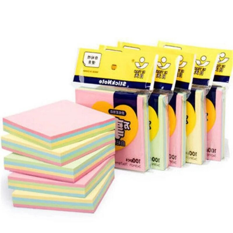 Viscose Colorido Sticks Note Pad, Removendo Varas, Cores Misturadas, Adequado para Escritório e Suprimentos Estudante, 100 Folhas por Livro