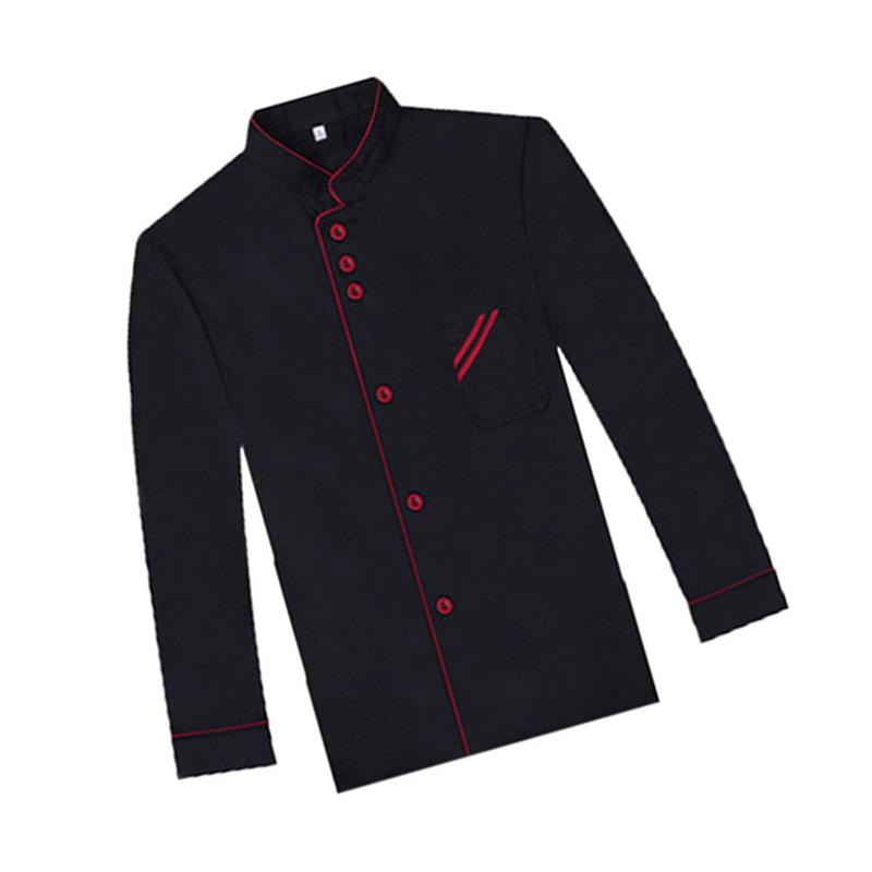 Unisex Chef Jacket Outfit para homens e mulheres, camisas pretas casuais, jaquetas de manga uniforme, roupas de cozinheiro, roupas de catering