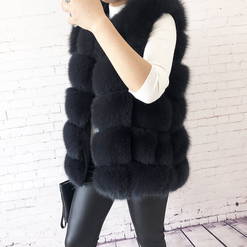 Women's High Quality Real Fox Fur Vest 100% Natural Real Fur 2023 Fashion Fur Coat Jacket Vest Genuine Leather Coat