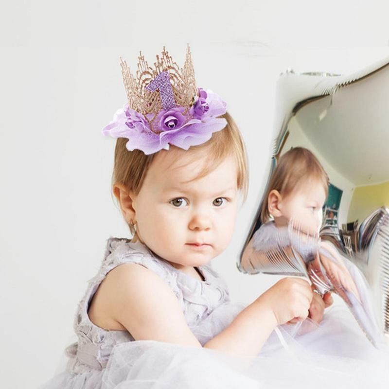 Головная повязка для маленьких девочек, головная повязка для детей, корона принцессы, цветочные короны, головная повязка для девочек, подарок на первый день рождения, реквизит для фотосъемки