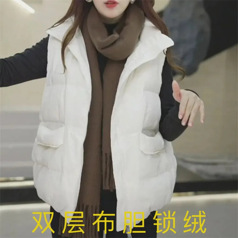 Chaqueta ligera de plumón de algodón para mujer, chaleco versátil de moda, camisola de ajuste suelto de felpa, ropa informal, versión coreana