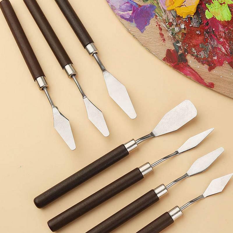 Oil Painting Knife Stainless Steel Palette Painting Knife Set 7 Pieces Multipurpose Oil Painting Spatula Oil Painting Supplies