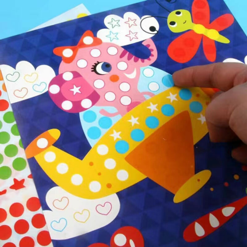 الأطفال دوت تلوين كتاب DIY بها بنفسك اللون دوت الكرتون الحيوان الرسم فسيفساء لغز ملصقات الأطفال تعلم ألعاب تعليمية الإبداعية
