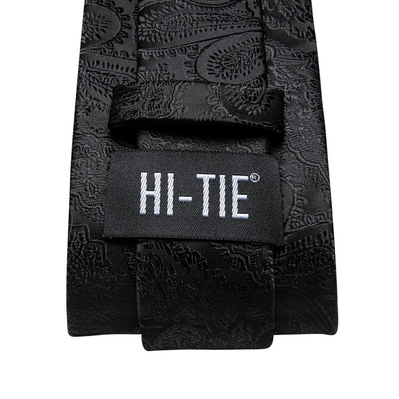Hi-Tie-Corbata de negocios de cachemira negra para hombre, corbata Jacquard de 8,5 cm, accesorio de uso diario, corbata, pañuelo para fiesta de boda, gemelos, venta al por mayor
