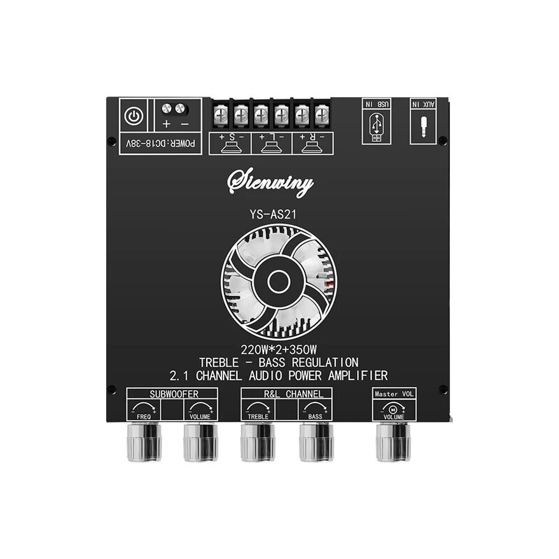 YS-AS21 2*220W+350W 2.1 Channel BT Digital Power Amplifier Board TPA3251 AMP Subwoofer Treble Bass Tone Audio APP USB Function
