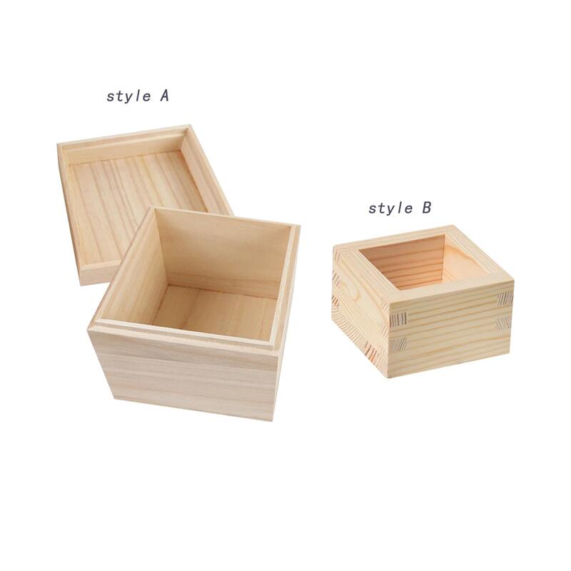 Cajas organizadoras de madera para manualidades, caja de almacenamiento de madera, caja cuadrada de madera sin terminar