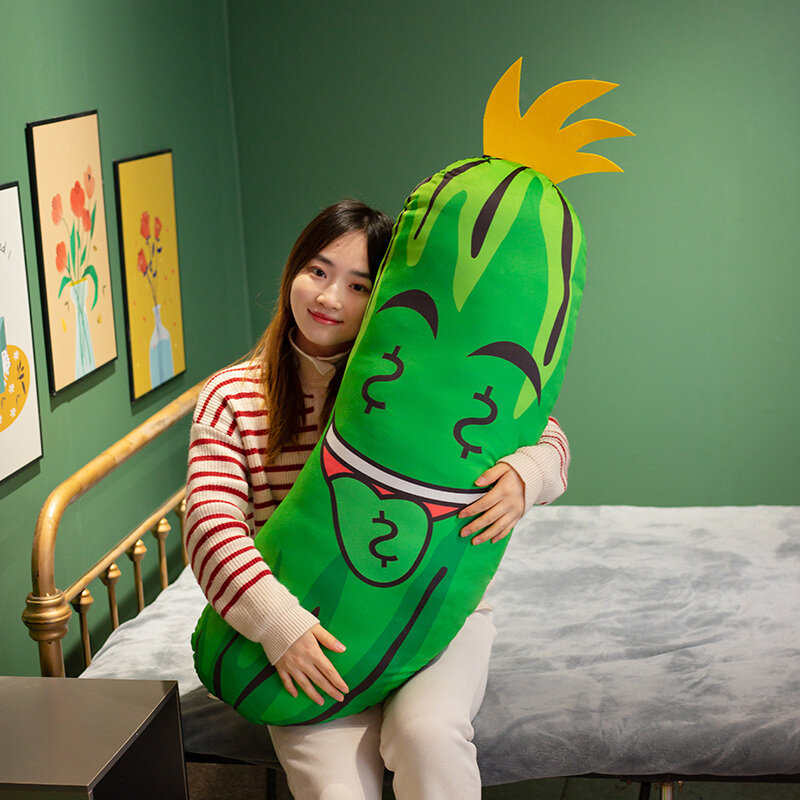 Simulazione cetriolo peluche cuscino giocattolo cartone animato piante ripiene verdure peluche cuscino cuscino carino morbido giocattoli per bambini regali
