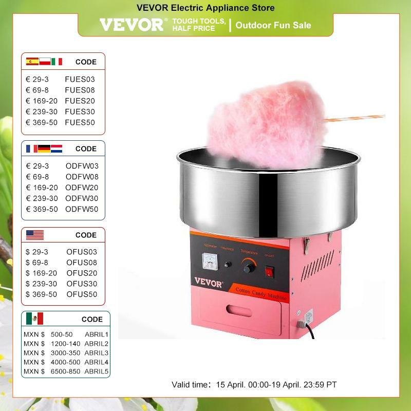VEVOR-máquina eléctrica de algodón de azúcar, fabricante de hilo de azúcar comercial, controles de temperatura para fiesta, Festival, Carnaval, hogar, bricolaje