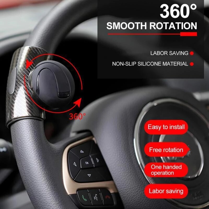 Perilla de volante de silicona para coche, pomo giratorio automático, Booster de dirección asistida, refuerzo de bola, novedad de 360
