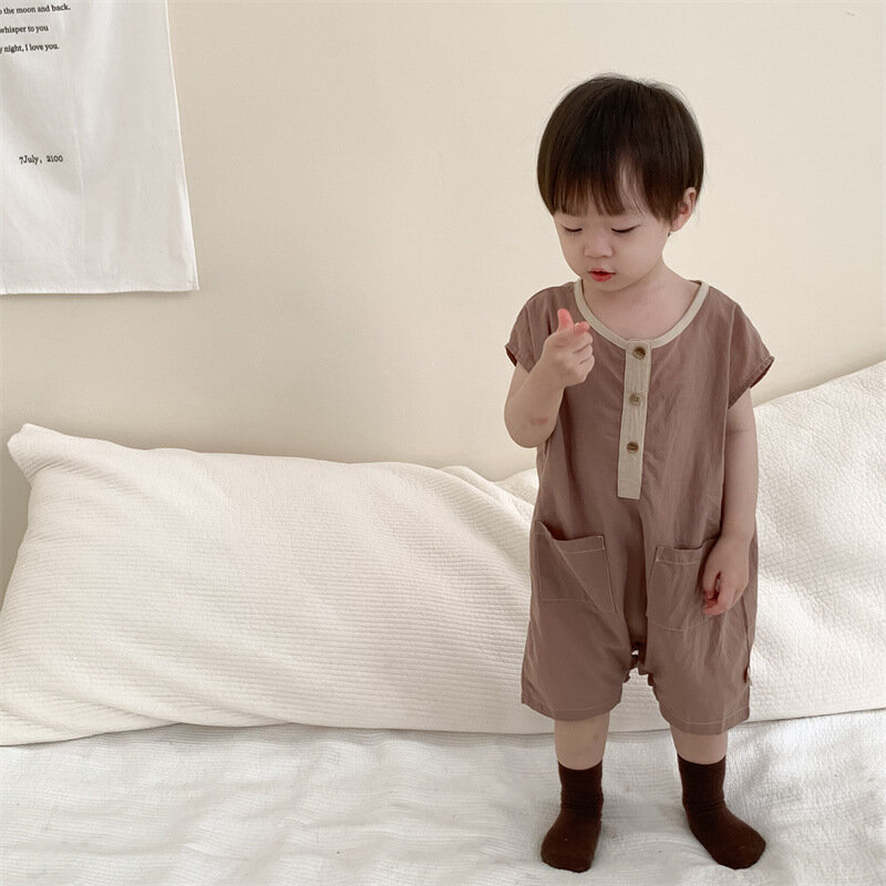 Комбинезон детский хлопковый без рукавов, на возраст 0-24 месяца