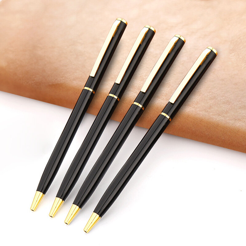 Customize Gold Color Text Ballpoint Pen Carving Metal Stationery Supplies School Office Accessories Writing Teacher 2024 Cheap