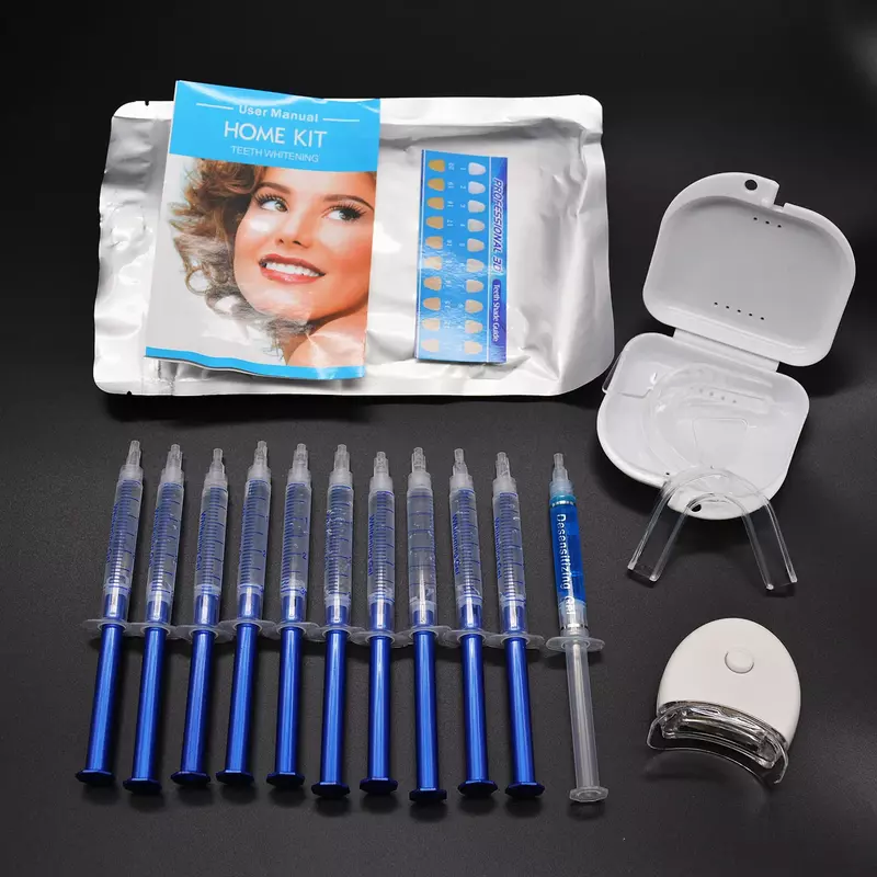 Uso Doméstico Dentes Whitening Kit com Luz LED, Higiene Oral, Dente Branqueador, Branqueamento Branco, Peróxido de Carbamida, GRANDE, Transporte da gota