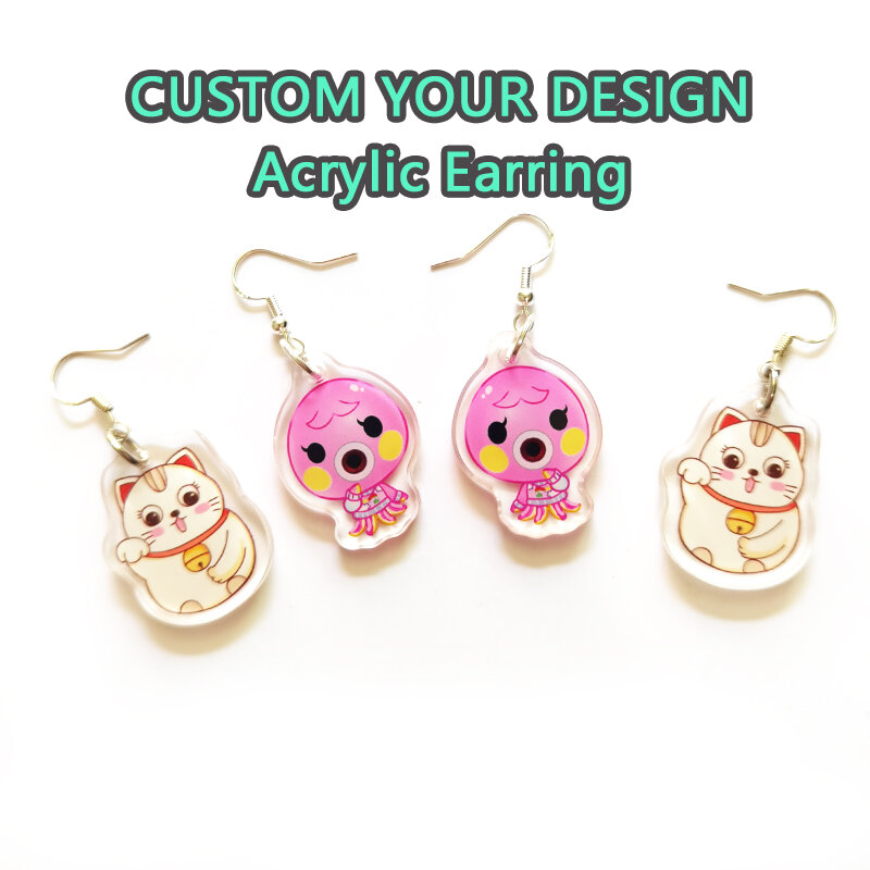 1Pair Custom Earrings Clear Acrylic Accessorie Cartoon Design Customized Anime Charms Personalized Pendientes Earrings For Women